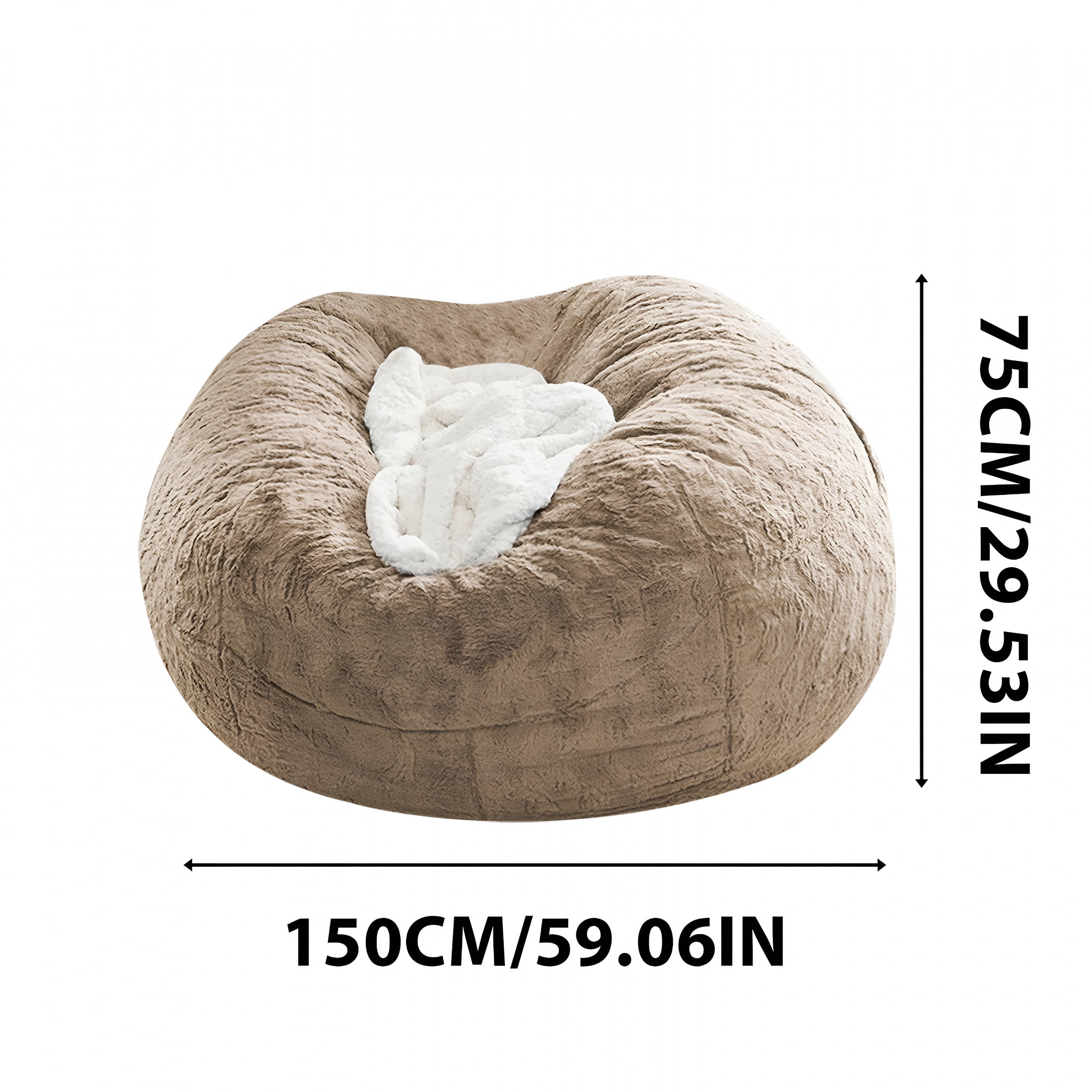 LAMIRO Plush Bean Bag Chair for Adults, Round Lazy Chair with Washable Cover for Dorm Bedroom
