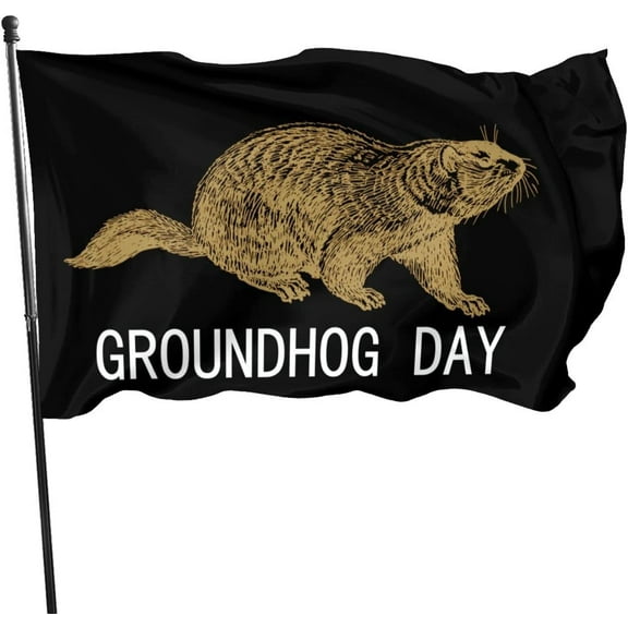 Groundhog Day In The United States Flag 3x5 Ft Banner Poster Decorative Backdrop Wall Decor Polyester Apply To Garden Yard House Dindoor Outdoor