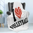 thumbnail image 4 of Volleyball Soft Flannel Fleece Throw Blanket, I Love Volleyball Typography with a Ballheart Sports Admirer, Cozy Plush for Indoor and Outdoor Use, 70" x 90", Charcoal Grey Vermilion, by Ambesonne, 4 of 5