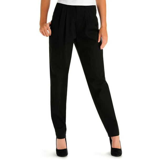 Lee Women's Side Elastic Pleated Stretch Khakis - Black, Black, 8 -  Walmart.com