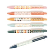 U Brands Laguna Ballpoint Pens, 6 Count, Colorful Cubist, Bold (1.0mm) Point, Black Ink