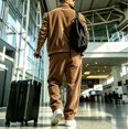 thumbnail image 4 of EANJE Mens Tracksuit 2 Piece Corduroy Set Button Down Collared Jacket Long Sleeve Pants Soft Regular Fit Casual Streetwear Suit with Pockets Brown M, 4 of 5
