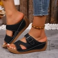 thumbnail image 2 of Dakaela Womens Wedge Sandals Leather Orthopedic Platform Slip on Slides Wide Width Buckles Summer Beach Walking with Arch Support Size 6-10, 2 of 6