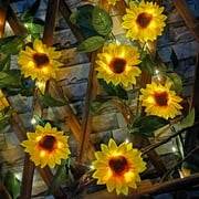 Sunflower Outdoor Solar String Lights 7.55ft - Outdoor LED Garden Party Decor with Warm Glow, Weatherproof for Patio, Fence & Pergola - Plants Vines Holiday Lights