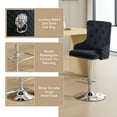 thumbnail image 4 of Velvet Bar Stools Set of 2 Modern Counter Height Bar Stools with Lion Pull Ring Tufted Back, Nailhead Upholstered Barstools for Home Kitchen Island, Swivel Adjustable Stool Chair in Black, 4 of 9