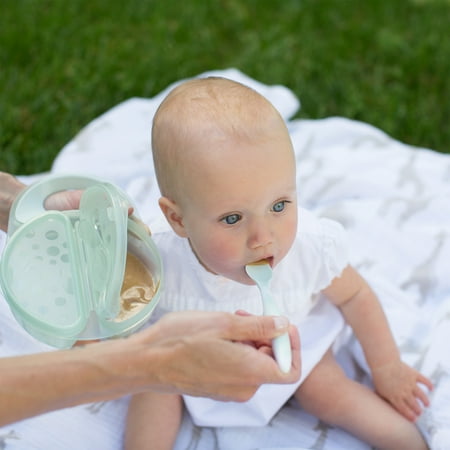 Dr. Brown's Travel Fresh Bowl and Snap-in Spoon, Divided Bowl with Spoon for Toddler Feeding On the Go, BPA Free, 4m+