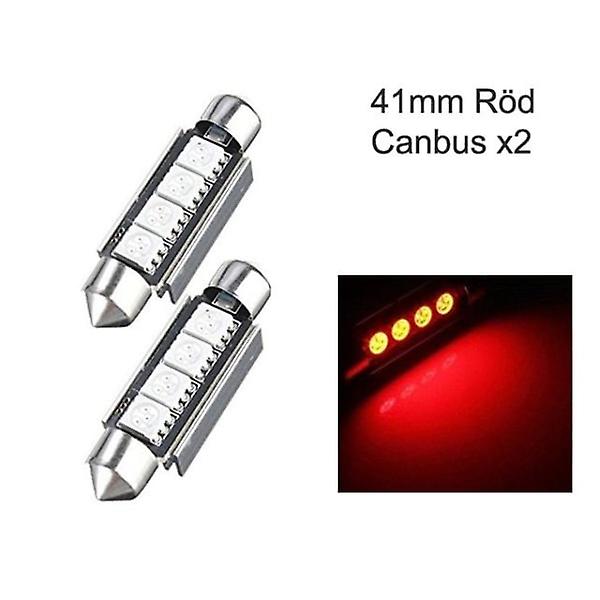 C5w Canbus 41mm Lumières de Projection Led Rouges Sv8.5 41mm Rouge Lot de 2 Hy