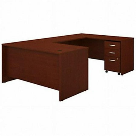 UPC: 0042976122256 | Bush Furniture Series C 60W U Shaped Desk with 3 Drawer Mobile File Cabinet in Mahogany