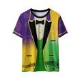 thumbnail image 2 of Cutuoiiu Unisex Carnival Printed Round-neck Short Sleeve Mardi Gras T-Shirts Gifts, 2 of 8