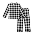 thumbnail image 4 of AHTJRT Girls Boys Plaid 2 Piece Pajama Set Crewneck Tee Shirt and Pants Set Comfort Long Sleeves Outfits Casual Lounge Sleepwear Set Black 9-10 Years, 4 of 8