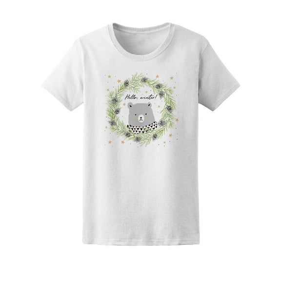Hello, Winter! Cute Grey Bear Tee Women's -Image by Shutterstock