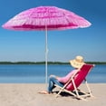 thumbnail image 3 of Pink Outdoor Umbrella 6' Large Beach Umbrella Imitation Straw Patio Umbrella With Tilt ＆ Adjustable Height, For Garden Lawn Deck Backyard Pool, 3 of 7