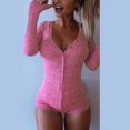 thumbnail image 1 of GZWYHT Rompers for Women Long Sleeve Romper 2025 Autumn And Winter Deep V Neck Button Thread Long Sleeved Warm Tight Jumpsuit Jumpsuit for Women Sparkly Jumpsuit for Women Pink M, 1 of 5