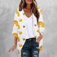 thumbnail image 2 of lcziwo Kimono for Women Beach Cover Up Chiffon Open Front Cardigan Casual Lightweight 3/4 Sleeve Sunflower Print Tops Shrugs Vacation Outfits Multicolor XXXL Sale of The Day, 2 of 6
