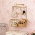 thumbnail image 5 of 7-Hook Wall Mounted Key Rack with Storage Basket, Black Iron Entryway Organizer for Keys & Mail | Modern Space-Saving Design for Hallway, Living Room & Kitchen Gold, 5 of 6