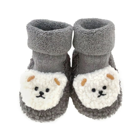 

Ketyyh-chn99 Baby Cozy Fleece Booties Kids Shoes Baby Girl Cowboy Boots Side Zipper Non Slip Stay On Booties Infant Toddler First Walker Warm Winter Crib Shoes Grey 4