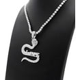 thumbnail image 3 of Hip Hop Iced White Gold Plated Lime Snake Pendant & 3mm 20" Rhinestone Cubic Zirconia Chain Bling Necklace, 3 of 6