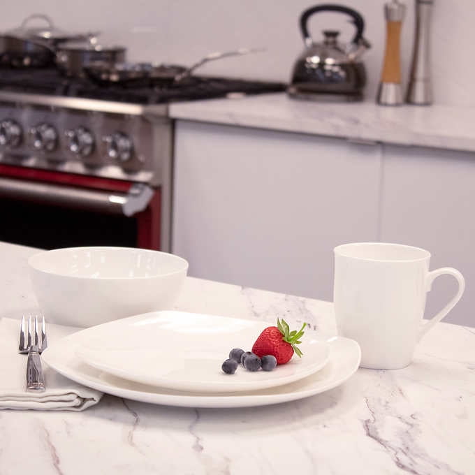 Roscher 32pc. Kelsey Soft Square Bone China Dinnerware Set Walmart