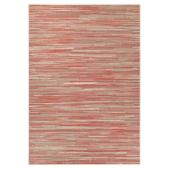 Couristan Monaco Alassio Indoor / Outdoor Area Rug, Sand-Maroon Red-Salmon, 5'10" x 9'2"