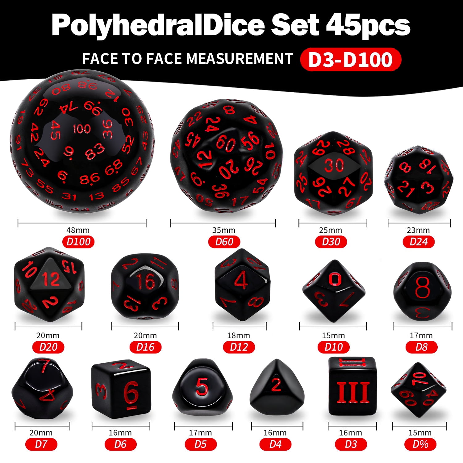 SWAJUJA 3 Set Complete D3-D100 DND Polyhedral Dice Set 100 Sided Dice Multisided D100 Dice for Role Playing Table Games Party (Black & Purple, Black & White, Purple & White)