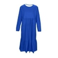 thumbnail image 3 of Cethrio Girls Casual Dresses, Long Sleeve Solid Color Crew Neck Party Maxi Dresses with Pockets Blue Size 8, 3 of 5