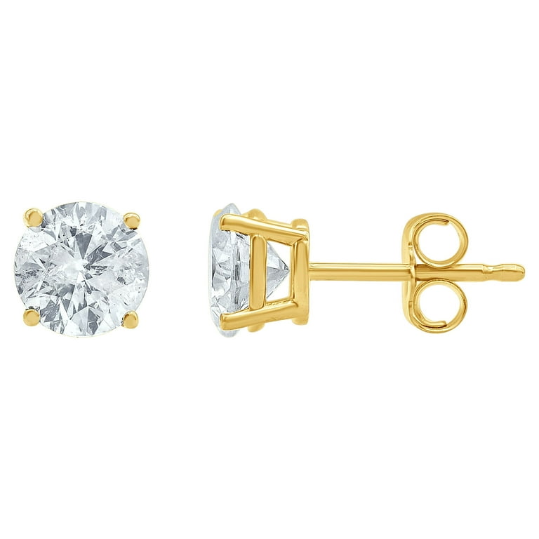 Brilliance Fine Jewelry 0.50 Carat T.W. Diamond Stud Earring in 14K White  Gold, (I-J, I2-I3) 