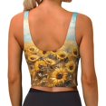 thumbnail image 4 of Picia Sunflower Field Bliss Sports Bra for Women,Padded Strappy Sports Bras Medium Support Yoga Bra with Removable Cups,Running Yoga Bra-Small, 4 of 9