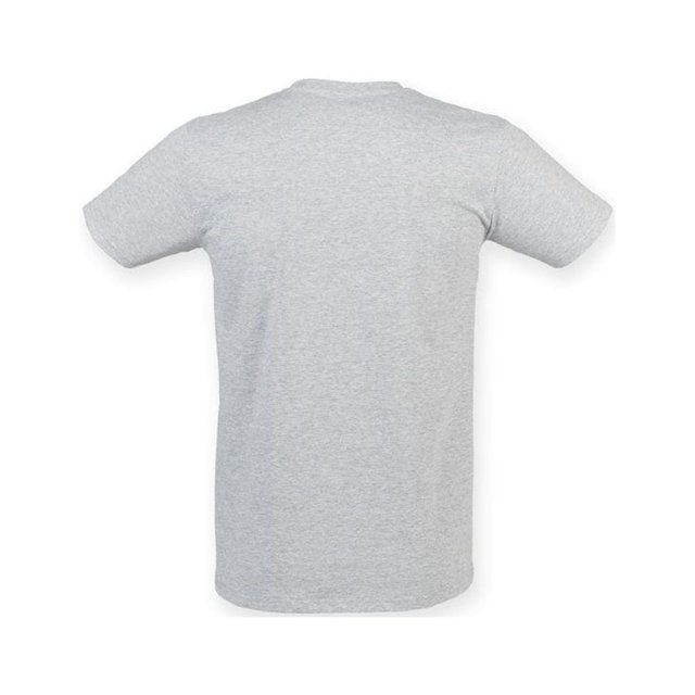 Skinni Fit Men - Camiseta elástica de manga corta con cuello de pico V Tacto suave Modelo Feel Good hombre caballero (Blanco)