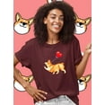 thumbnail image 2 of Welsh Corgi W Heart Balloon T-Shirt Women -Image by Shutterstock, Female Small, 2 of 4