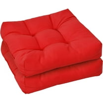XgoodX Pack of 2 Tufted Patio Cushions, Outdoor Chair Pads, Waterproof and High Elasticity, 21"X21" Square Deep Seat Cushion for Patio Furniture, Indoor Floor Cushion, Red