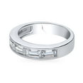 thumbnail image 3 of BERRICLE Sterling Silver 5-Stone Wedding Rings Channel Set Emerald Cut Cubic Zirconia CZ Anniversary Half Eternity Ring for Unisex, Rhodium Plated Size 7, 3 of 9