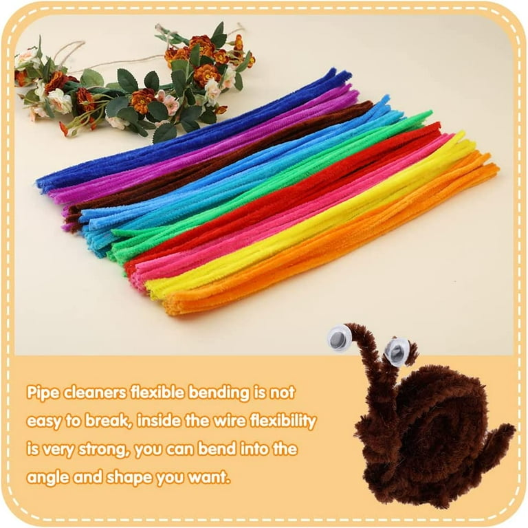 Zlulary 100 Pieces Pipe Cleaners Chenille Stem, Solid Color Pipe Cleaners  Set for Pipe Cleaners DIY Arts Crafts Decorations, Chenille St