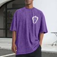 thumbnail image 7 of Afuyipoi Men's Printed T-shirt,Washed Cotton Casual Sportswear Vintage Distressed Round Neck Tees Purple L, 7 of 7