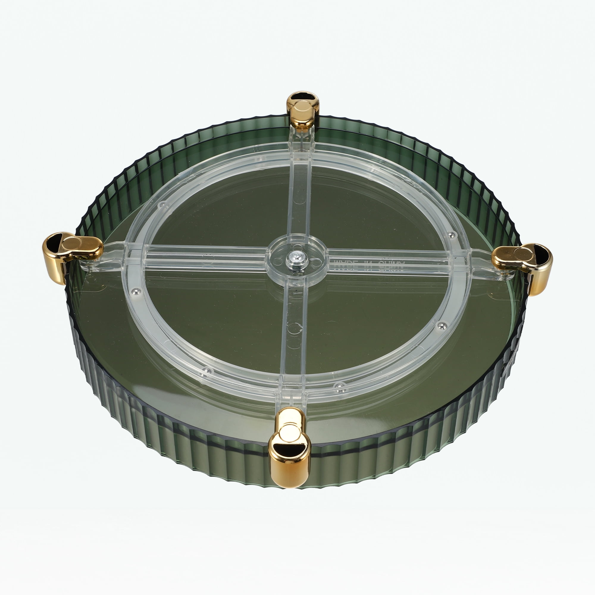 Unique Bargains Makeup Perfumes Organizer 360 Degree Rotating Round Storage Tray Dark Green