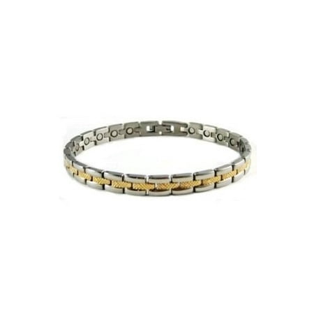 Magnetic Bracelets Gold Railroad Women's Stainless Steel Magnetic Bracelet With Powerful Magnets, Magnetic Bracelet For Women ()