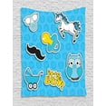 thumbnail image 1 of Gender Reveal Tapestry, Its a Boy Lettering Mustache Unicorn Pacifier, Wall Hanging for Bedroom Living Room Dorm Decor, 60W X 80L Inches, Baby Blue Sky Blue Mustard Charcoal Grey, by Ambesonne, 1 of 2