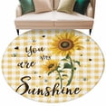 thumbnail image 2 of Sunflower Large Round Rug 8 FT, Non Slip Living Room Area Carpet, Yellow Plaid Lattice You Are My Sunshine Washable Soft Circle Rug Non-Shedding Floor Carpet for Bedroom Office Dining Room, 2 of 9