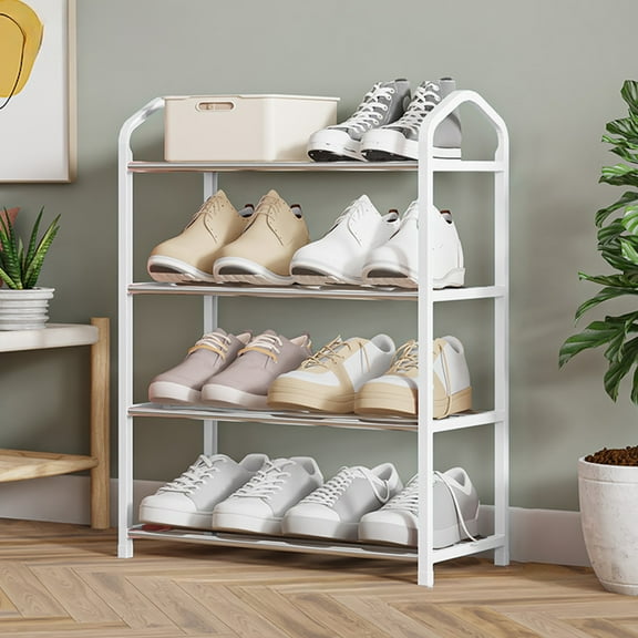 Egmy Shoe Rack, Shoe Rack Storage Organizer, with 4 Tiers Metal Shelves, for Bedroom Closet Entry Dorm Room