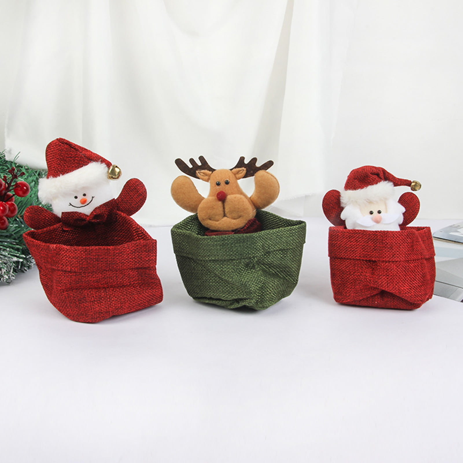 Christmas Santa Gift Sack Cloth  Large Stocking Storage Burlap Bag Bundle Mouth