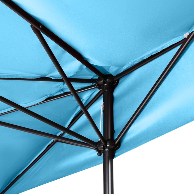 half patio umbrella turquoise teal Round Outdoor Umbrella / 11FT It is composed of selected waterproof polyester fabrics and thick powder AMMSUN 6.5ft Patio Table Umbrella,