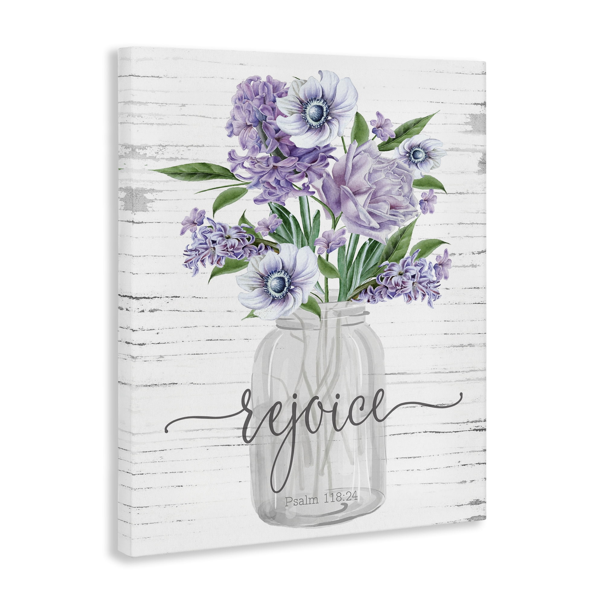 Stupell Industries Purple Rejoice Bouquet Religious Painting Gallery Wrapped Canvas Art Print Wall Art, 24 x 30