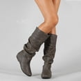 thumbnail image 1 of Bottines Plissées Plates Mi-Mollet pour Femmes, Bottes à Jambe Grand, Chaussures39gris, 1 of 2