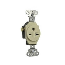 Legrand Pass & Seymour 5851I Single Receptacle Outlet, Specification Grade, 20 Amp 250V, NEMA 6-20R, Side Wire, Ivory (1 Count)