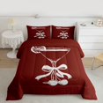 thumbnail image 2 of Manfei Fashion Bowknot Cup Full Size Comforter Sets, Kawaii Cherry Bedding Comforter Set, Maroon Cartoon Theme Reversible Bedding Sets, Lightweight Room Decor, 3 Pieces, 2 of 8