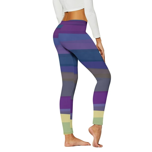 WILLBEST Leggins Deportivos Mujer Mujeres Casual De Moda Ajustada De Cintura Alta Deportes Yoga Pantalones De Rayas De Colores Impresos Leggings