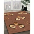 thumbnail image 3 of Ahgly Company Machine Washable Indoor Round Transitional Brown Red Area Rugs, 5' Round, 3 of 7