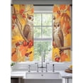 thumbnail image 2 of Fall Sheer Curtains 63 inches Long 2 Panels Set Yellow Maple Leaves Owls Branch Fruits Tiers Sheers Rod Pocket Small Window Short Curtains for Kitchen Cafe, Each 52" W x 63" L, 2 of 7