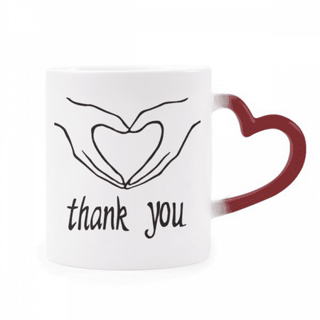 

Black Heart Shaped Personalized Gesture Heat Sensitive Mug Red Color Changing Stoneware Cup