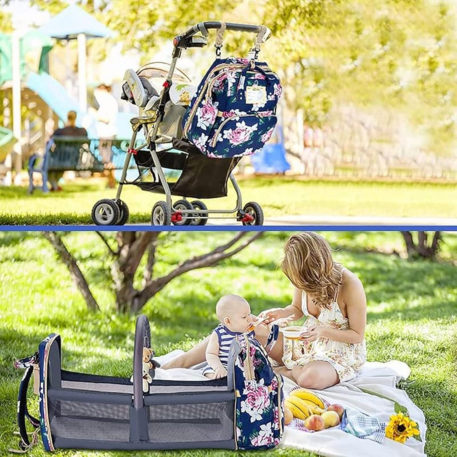 Diaper Bag Backpack with Changing Station, Foldable for Bady Toddler, 3 in 1 Large Capacity Newborn Essentials Organizer with Stroller Hook for Girls and Boys
