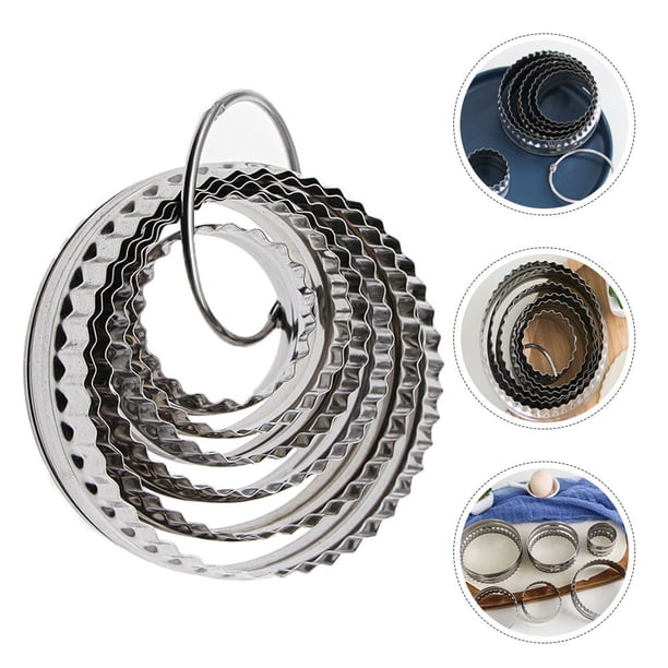 Houderco 6Ud De Para Galletas Redondos De Acero Inoxidable Con Bordes Fluted Para Repostería Creativa